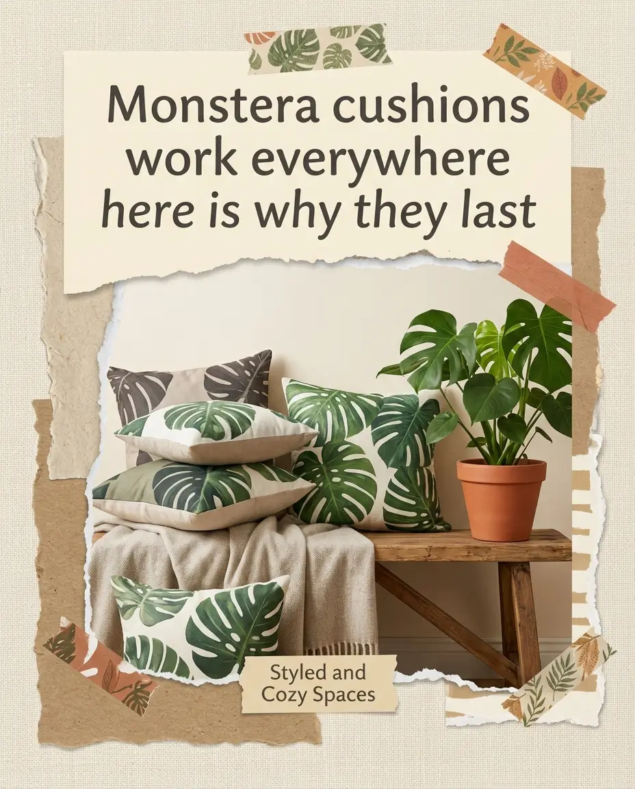 Monstera plant-inspired cushions